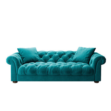 Teal sofa isolated on transparent background
