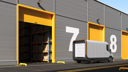 Truck loading goods for cargo transportation. Cargo services. Logistic company. Mock up .3d rendering.