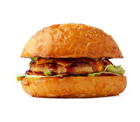 Tasty fresh burger isolated on white background