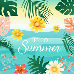 Fototapeta na wymiar Hello summer. welcome summer. summer time vector illustration