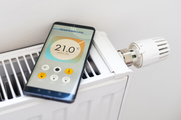 Smart Home: Man Controlling Heating Using App