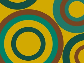Abstract wallpaper design with rings in green, yellow and brown colours.