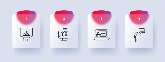 Public Speaking Icon. Art of communication, stage presence, confidence, eloquence. Vector line icon for Business