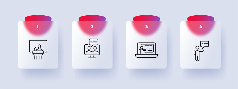 Public Speaking Icon. Art of communication, stage presence, confidence, eloquence. Vector line icon for Business