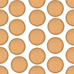 Watercolor cracker cookie seamless pattern. Watercolor cookie illustration.