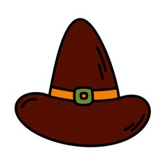 Witch hat halloween icon.