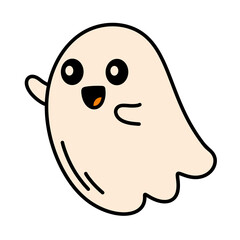 Cartoon halloween ghost icon.