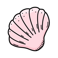 Seashell, single isolate on a white background. Vector illustration of a shell doodle sketch.