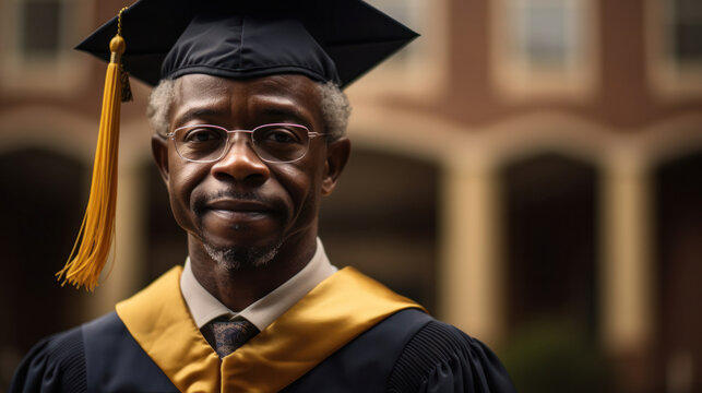 An African American Senior Student Graduation Poster With Copy Space