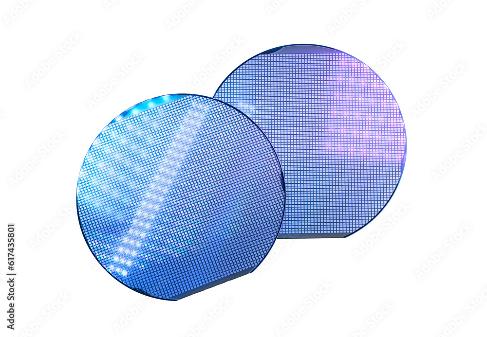 Wall mural Semiconductor wafer disk made of silicon isolated on white