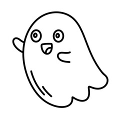 Cartoon halloween ghost line icon.