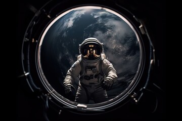 Obraz na płótnie Canvas Astronaut at spacewalk. Cosmic art, science fiction wallpaper. Beauty of deep space. Billions of galaxies in the universe. Elements of this image furnished by NASA