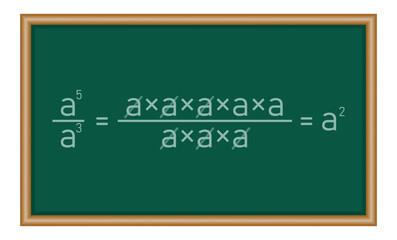 Fototapeta premium Quotient property of exponents. Quotient of powers in mathematics. Mathematics resources for teachers and students.