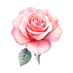 Cute watercolor rose flower. Illustration AI Generative.