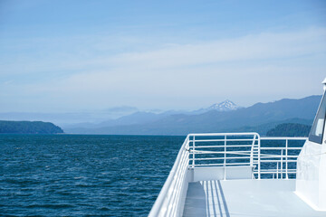 Obraz premium The deck of a whale watching boat in Puget Sound, Washington.