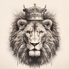 lion with crown. head of lion. lion head illustration. Generative AI	
