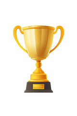First place gold trophy cup isolated on free PNG background. Illustration. Classic cup.