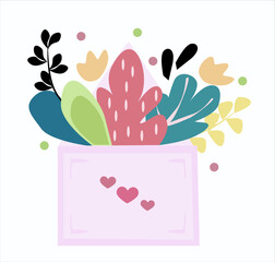 Card flowers in the envelope