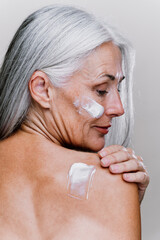Beautiful senior woman posing on a beauty photo session.