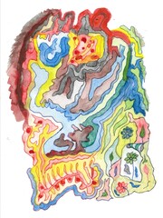 hand drawn illustration of flow of thoughts using Water Colors
