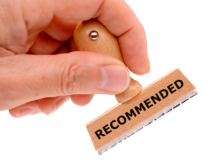 recommended printed on rubber stamp and isolated over transparent background