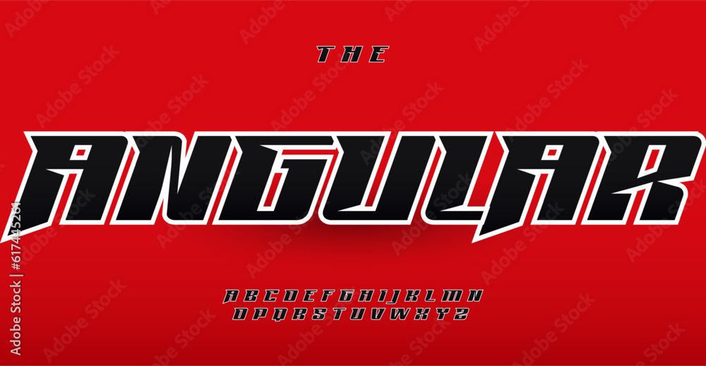 Aufkleber Modern dynamic font with dynamic characters, featuring sharp edges and angular shapes