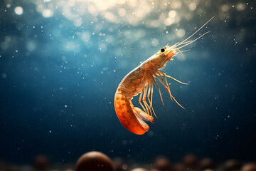 shrimp in water - obrazy, fototapety, plakaty