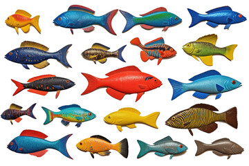 Vibrant Vision fish. Transparent background. generative AI