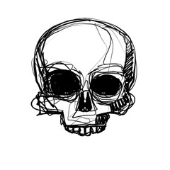 Hand drawn skull (black pencil, transparent)