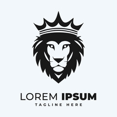Royal king lion crown logo vector. Lion animal logo. Premium luxury brand identity logo illustration.