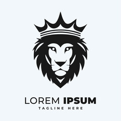 Royal king lion crown logo vector. Lion animal logo. Premium luxury brand identity logo illustration.