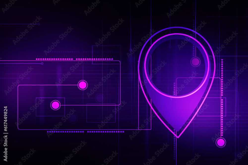 Poster 2d rendering red map pointer
