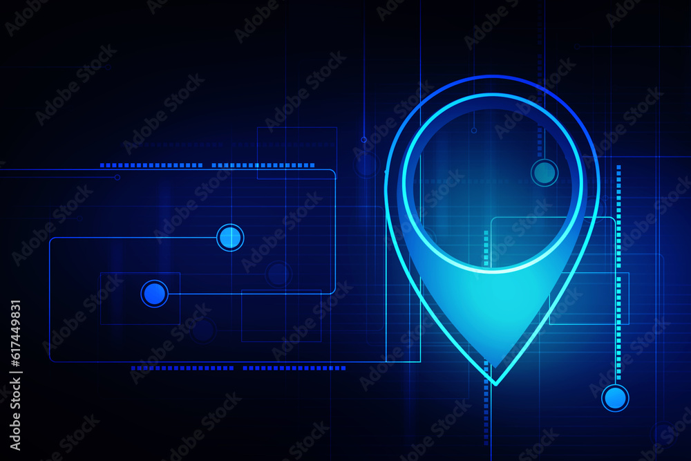 Poster 2d rendering red map pointer