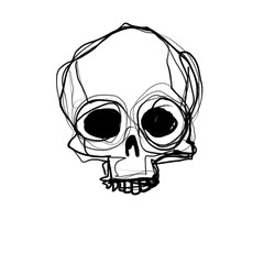 Hand drawn skull (black pencil, transparent)