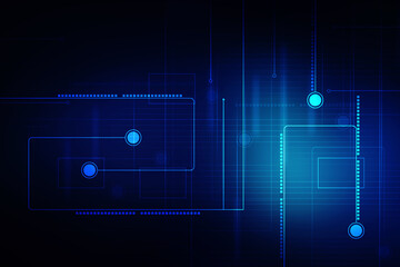 2d illustration Abstract futuristic electronic circuit technology background
