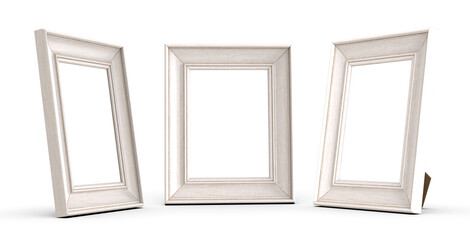 Standing white picture frame isolated. Png transparency