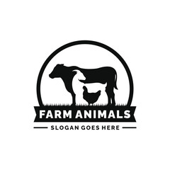 Farm animals logo design vector. Livestock logo vector
