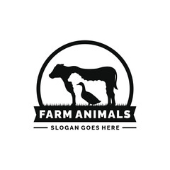 Fototapeta premium Farm animals logo design vector. Livestock logo vector