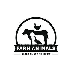 Farm animals logo design vector. Livestock logo vector