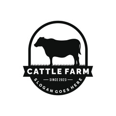 Cattle farm logo design vector illustration. Cow farm logo. Livestock logo vector