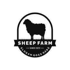 Sheep farm logo design vector. Livestock logo vector