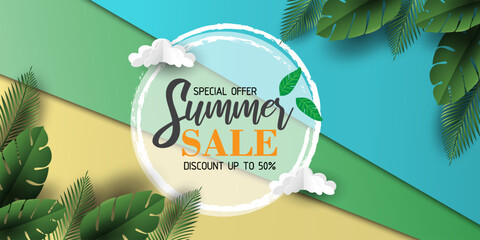 Abstract summer sale bakground for banner, and brochure or social media post