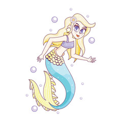 Obraz na płótnie Canvas Vector Cartoon Mermaid Character isolated illustration