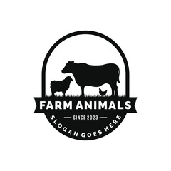 Farm animals logo design vector. Livestock logo vector