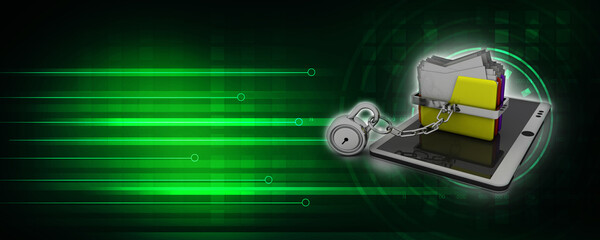 3d rendering mobile folder storage protection lock
