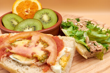 Tasty vegetable sandwich with egg