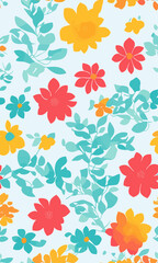 seamless pattern with flowers created with generative AI