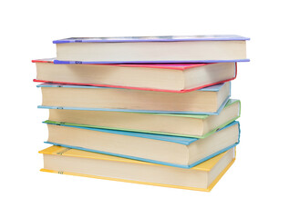 stack of study books. Textbooks for the student, university, isolated on blank background.