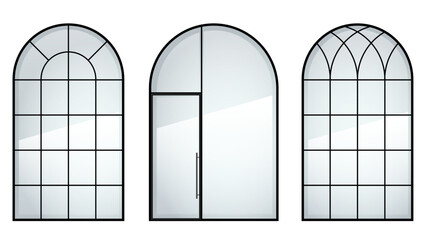 Set of arched metal windows in loft style © denisik11