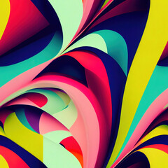 Obraz premium A vibrant and colorful abstract seamless pattern marked by colorful curls and swirling lines. Generative AI